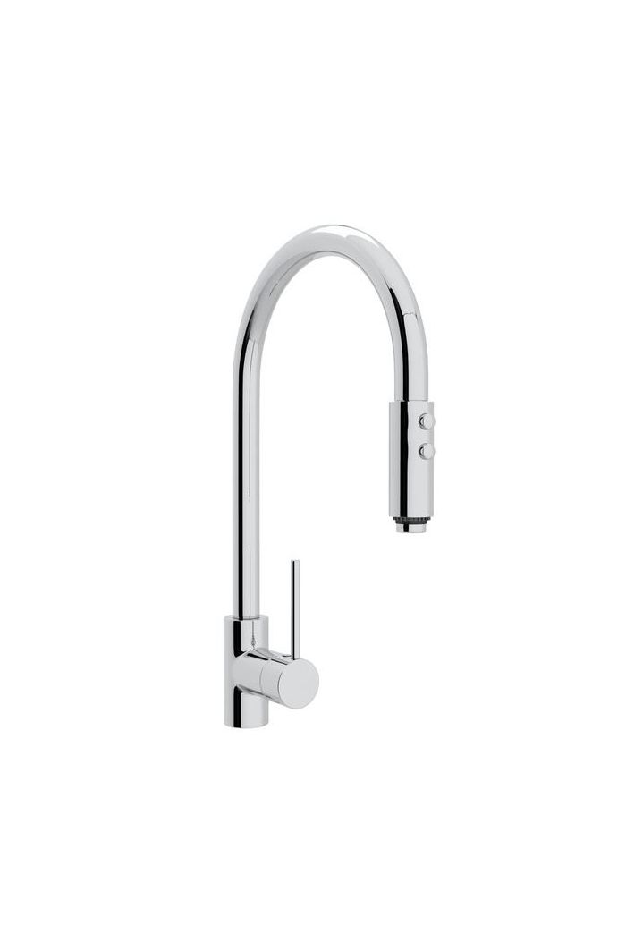 Rohl LS57L-APC-2 Pirellone Side Lever Pull-Down High Spout Kitchen Faucet in Polished Chrome