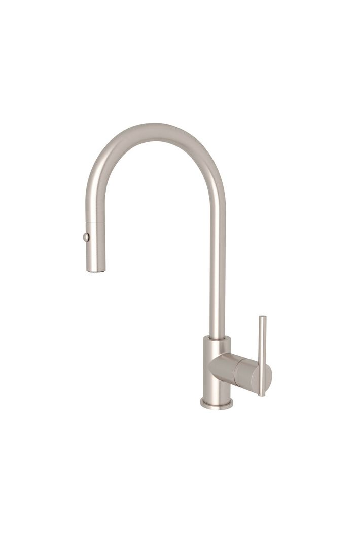 Rohl CY57LSTN2 Modern Pull-Down Side Lever Single Hole Kitchen Faucet in Satin Nickel