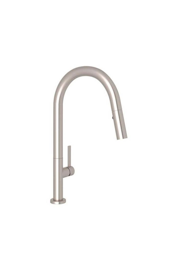 Rohl R7581LMSTN-2 Lux Modern Pull-Down Kitchen Faucet in Satin Nickel