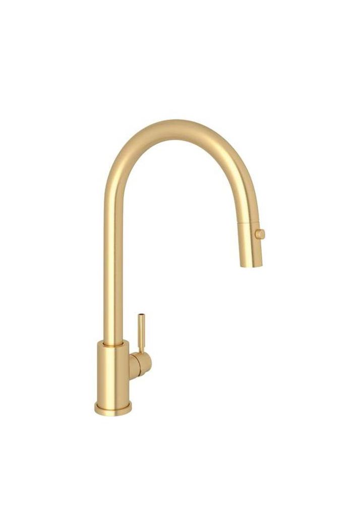 Rohl U.4044SEG-2 Holborn Perrin & Rowe Pull-Down Kitchen Faucet in Satin English Gold