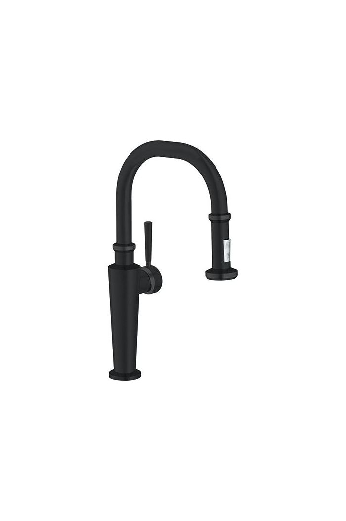 Franke FF5220 Absinthe Single Hole Pull-Down Kitchen Faucet with Dual Function Spray, 180° Swivel Spout and Durable Brass: Matte Black
