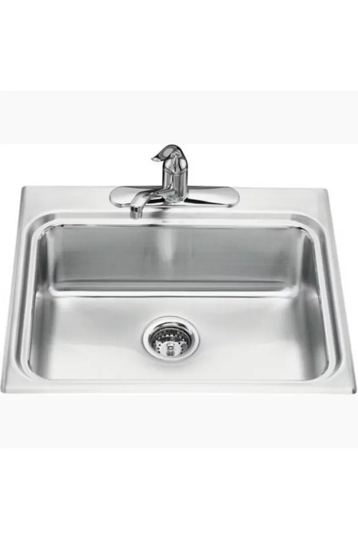 Kohler 3258-1-NA Ballad Single-basin self-rimming kitchen sink with single-hole faucet punching