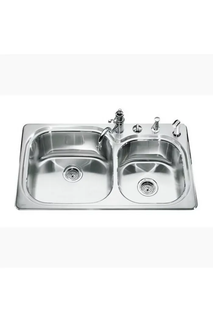 Kohler 3232-2-NA Ravinia Extra-large/medium self-rimming kitchen sink with two-hole faucet punching