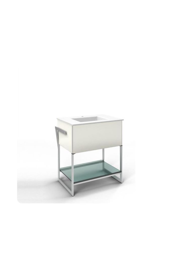 Robern VF30PDCLPA7357R Adorn Modern 30.25" Free Standing Push to Open & Right Towel Bar Bathroom Vanity with Night Light in Bleached Oak